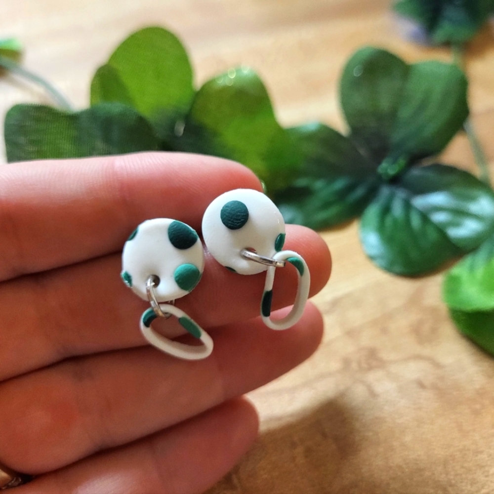 Green polka dot Modern Earrings